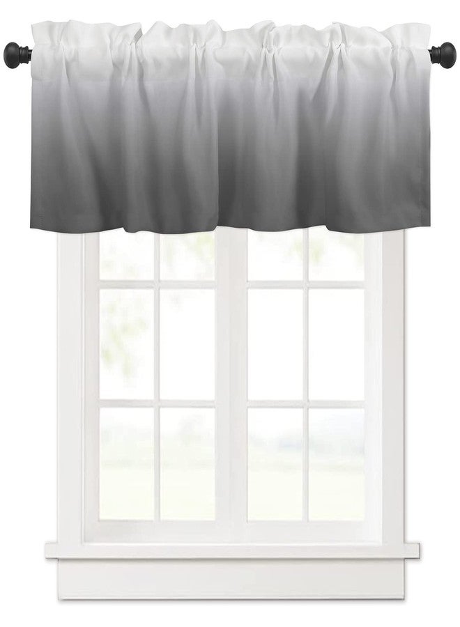 LooPoP Grey White Valance for Windows Ombre Curtains Valances Modern Gradual Color Curtains Rod Pocket Window Treatment for Kitchen Living Room Bedroom Bathroom Home Decor 1 Panel 54x18 Inch - Image 1